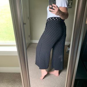 LOFT Black w/ Pink High Rise Ankle Pant Size 14